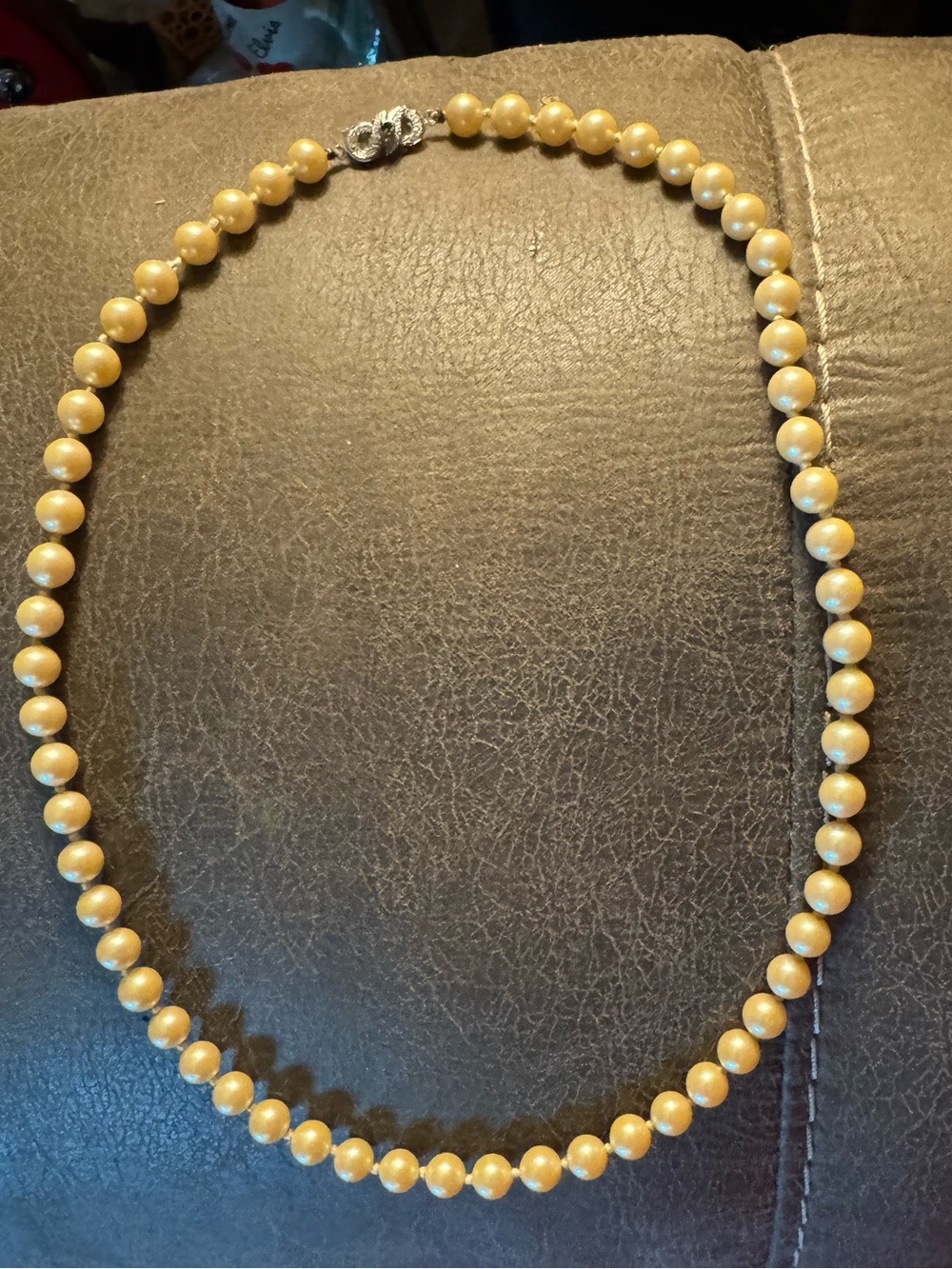 Vintage DOBBS Glass Pearl 24” Matinee Necklace ‘800’ Silver Clasp: AS IS. $20